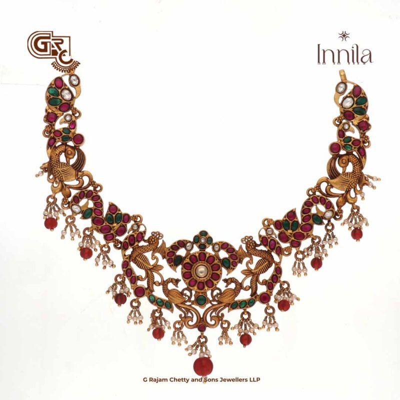 Floral Elegant Glitter Stone Glod Plated Necklace