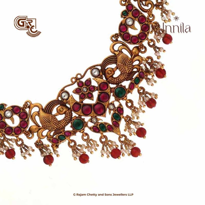Floral Elegant Glittering Stone Glod Plated Necklace