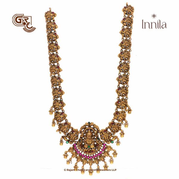 Antique Lakshmi Floral Beads Gold Plated Haram Antique Lakshmi Floral Beads Gold Plated Haram