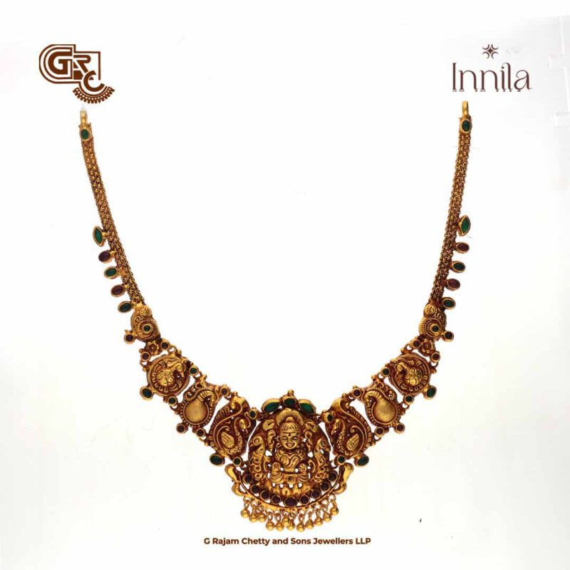 Antique Lakshmi Floral Gold BeadGold Plated Necklace