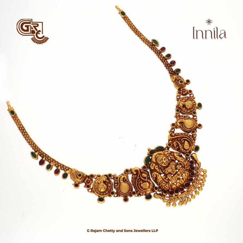 Antique Lakshmi Floral Gold BeadGold Plated Necklace