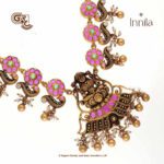 Antique Lakshmi Floral Pink Stone Silver Necklace Antique Lakshmi Floral Pink Stone Silver Necklace