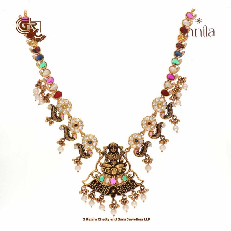 Antique Lakshmi Floral Beads Gold Plated Necklace