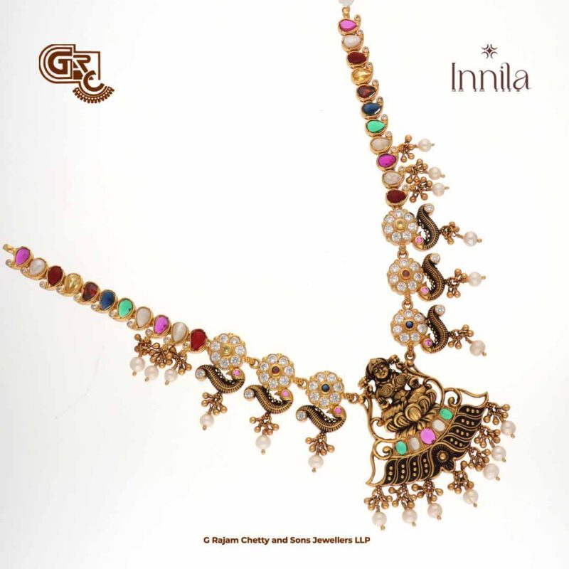 Antique Lakshmi Floral Beads Gold Plated Necklace
