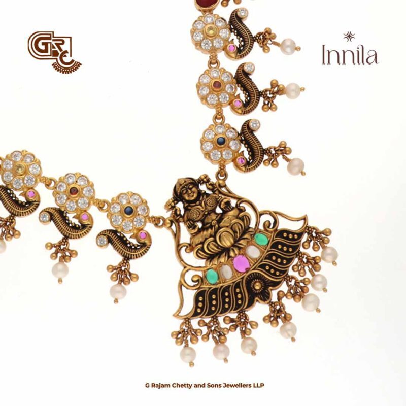 Antique Lakshmi Floral Beads Gold Plated Necklace