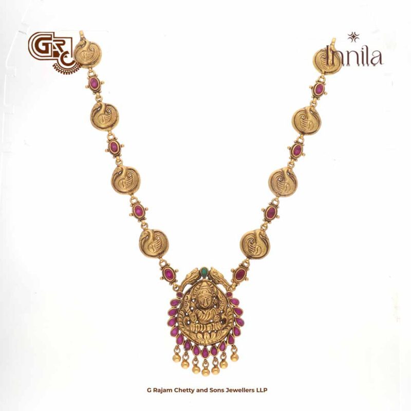 Antique Lakshmi Ruby Stone Gold Plated Necklace
