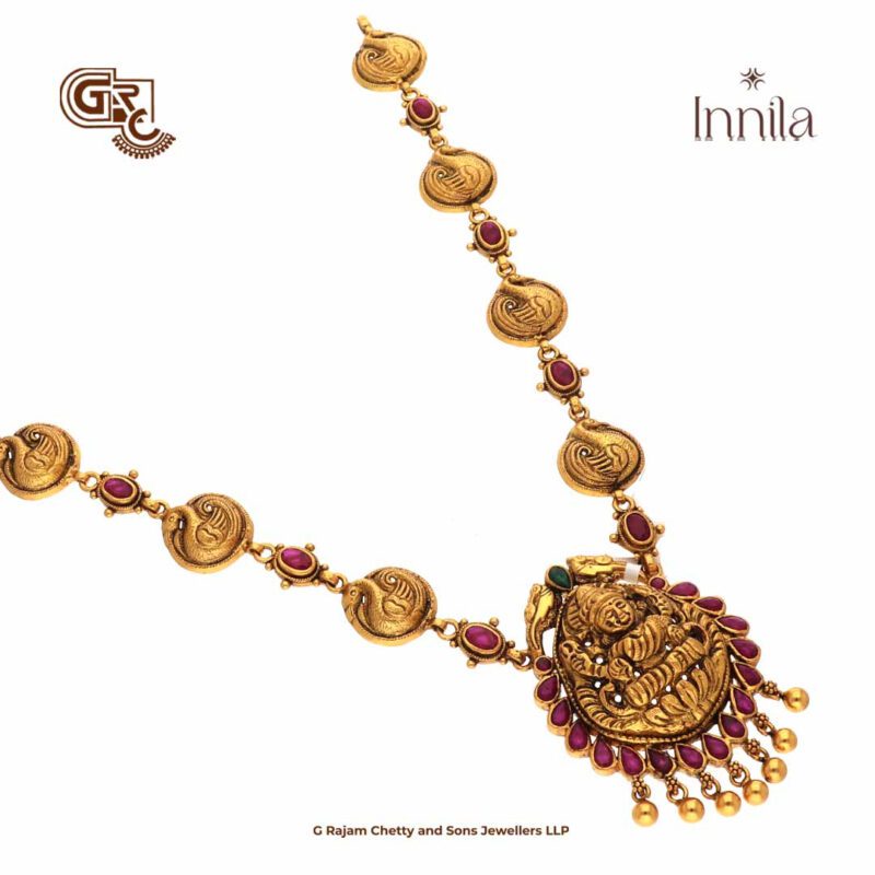 Antique Lakshmi Ruby Stone Gold Plated Necklace