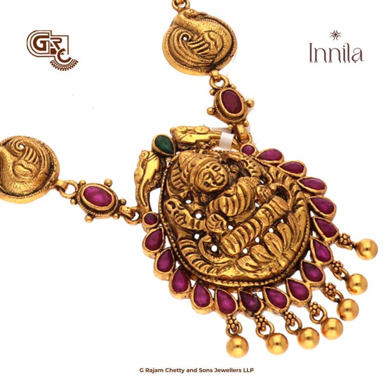 Antique Lakshmi Ruby Stone Gold Plated Necklace