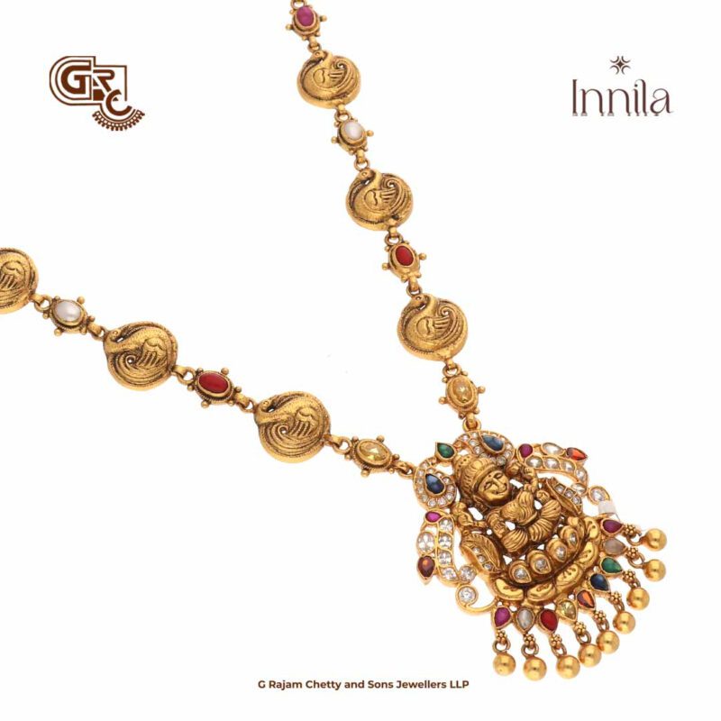Antique Navarathna Beads Gold Plated Neckllace