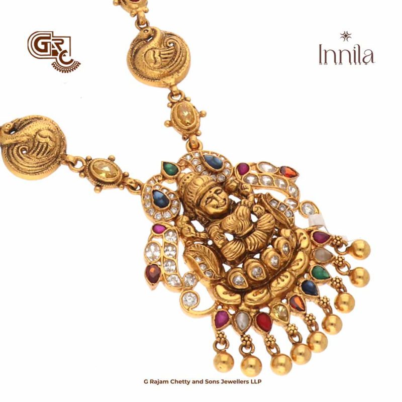 Antique Navarathna Beads Gold Plated Neckllace