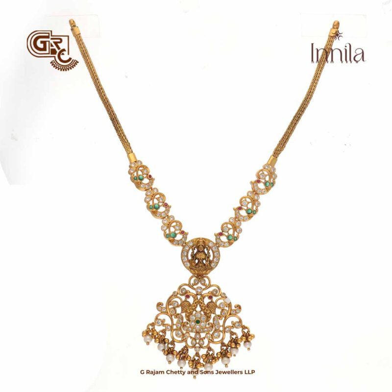 Antique Gliterring Stome Gold Plated Necklace