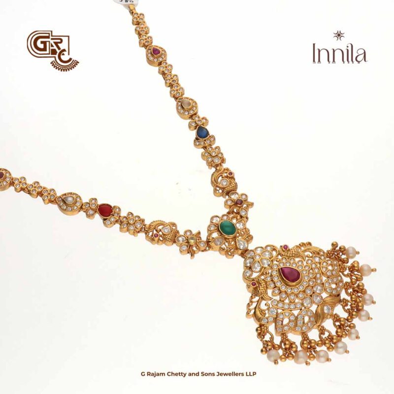 Luxury Fancy Pendant Gliter Stone Gold Plated Necklace
