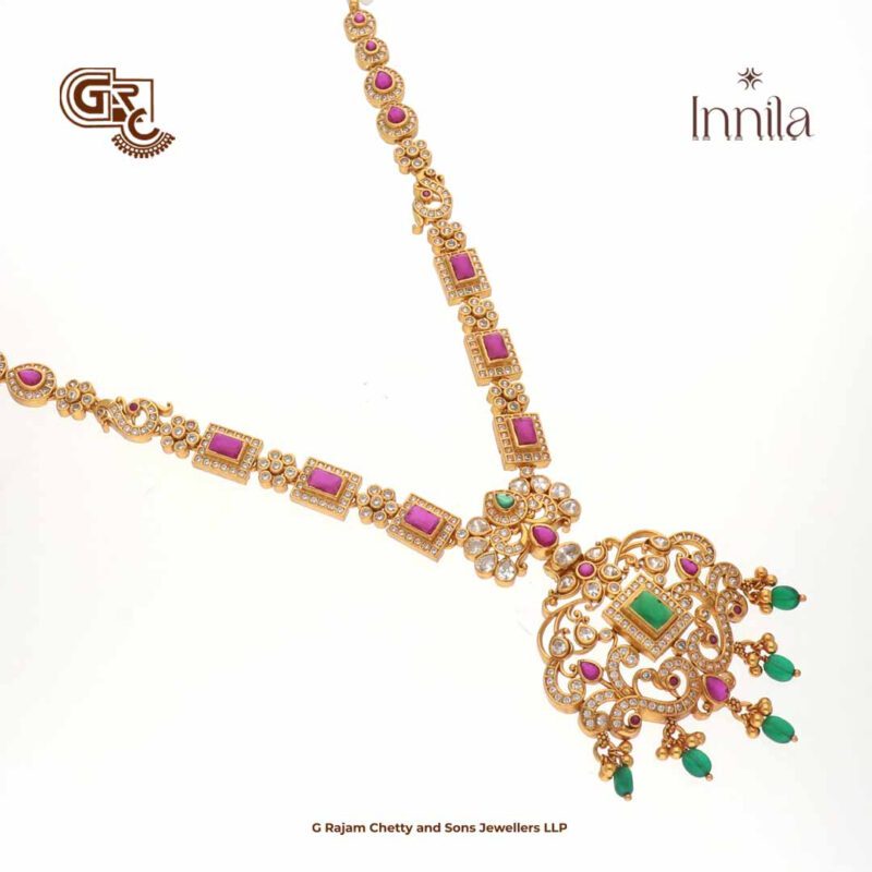 Luxury Green Beeds Gliter Stone Gold Plated Necklace