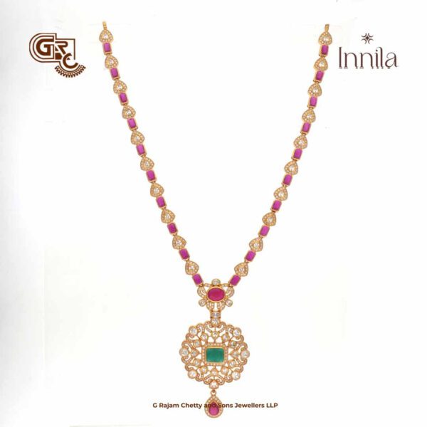 Luxury Pink Gliter Stone Gold Plated Necklace Luxury Pink Gliter Stone Gold Plated Necklace
