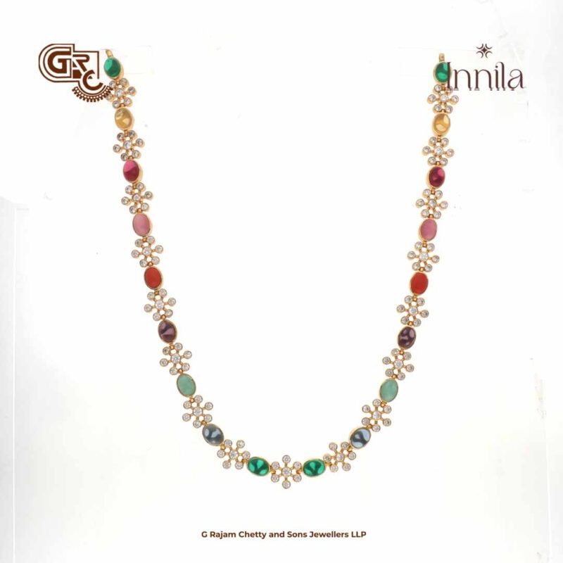 Fancy Navarathana Stone Gold Plated Necklace
