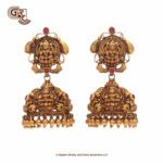 Antique Lakshmi Floral Gold Beads Jimikki Earring Antique Lakshmi Floral Gold Beads Jimikki Earring