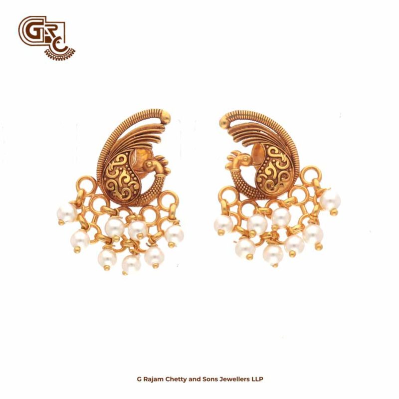 Antique Peacock Pearl Drops Earring
