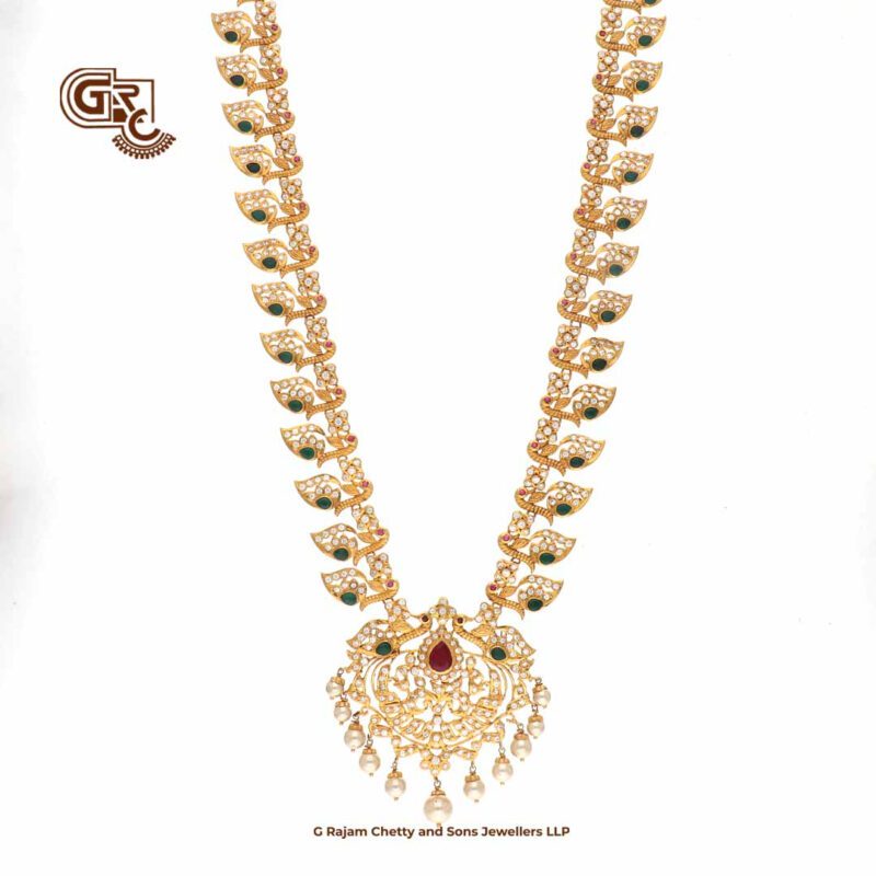 Glitering Stone Pearl Beads Traditional Haram With Earring