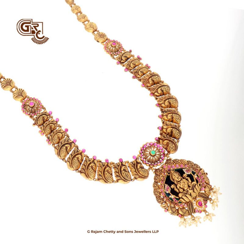 Antique Lakshmi Peacock Feather Traditional Haram