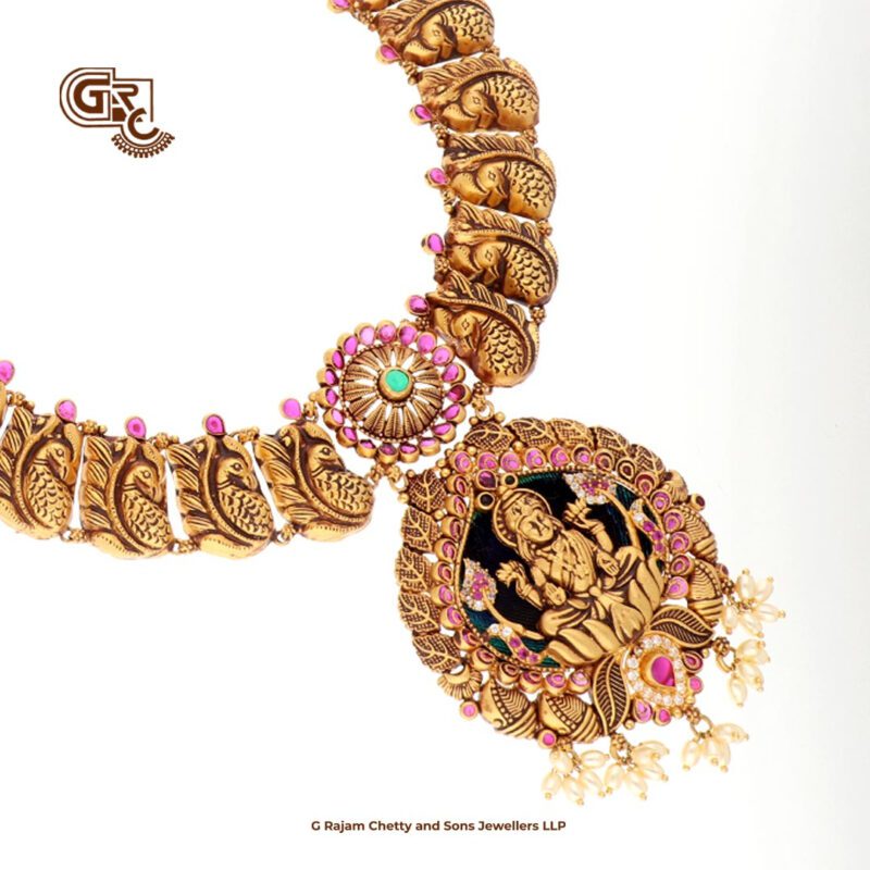 Antique Lakshmi Peacock Feather Traditional Haram