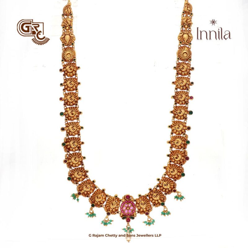 Floral Fancy Green Beads Gold plated Haram