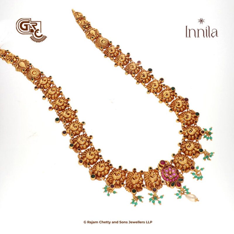 Floral Fancy Green Beads Gold plated Haram