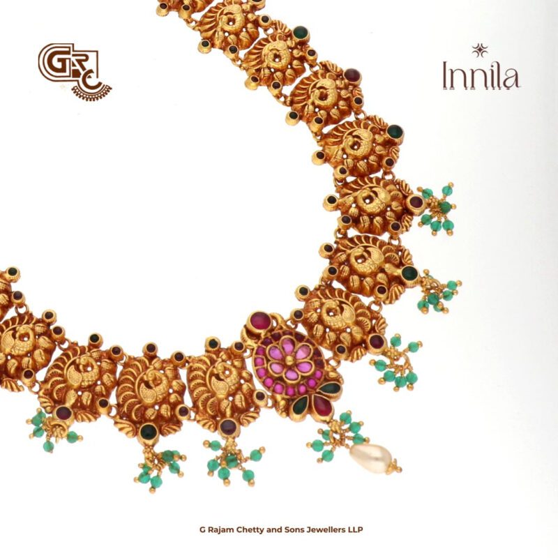 Floral Fancy Green Beads Gold plated Haram