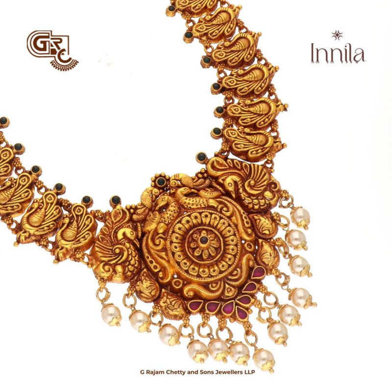 Antique Floral Pearl Beads Gold Plated Haram
