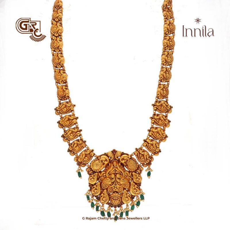 Antique Floral Green Beads Gold Plated Haram