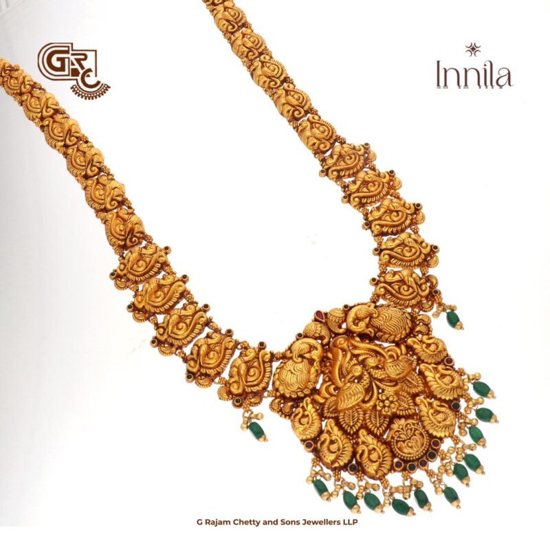 Antique Floral Green Beads Gold Plated Haram