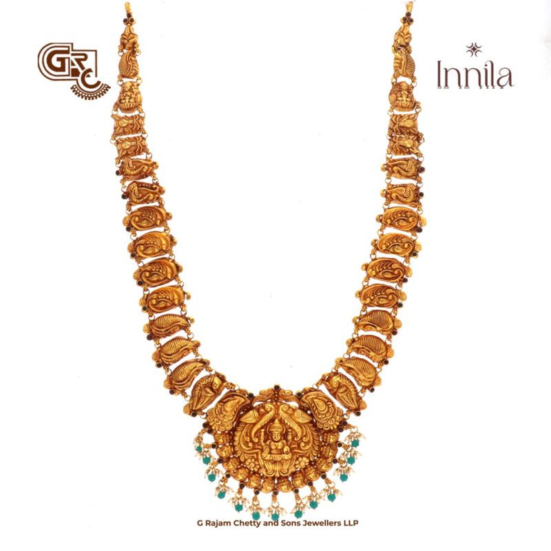 Antique Lakshmi Floral Gold Beads Gold Plated Haram