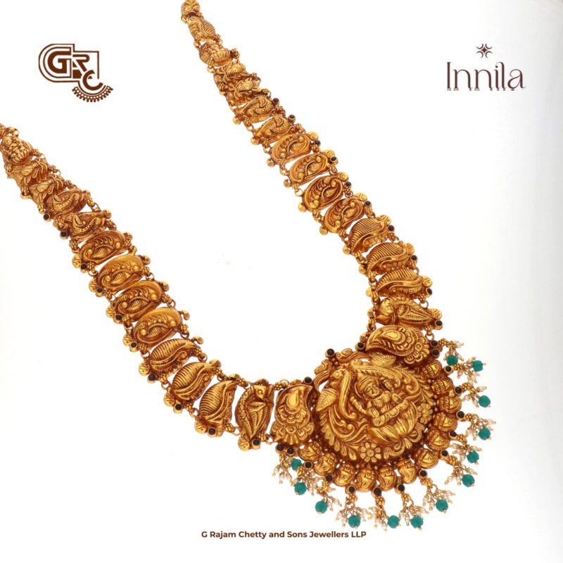 Antique Lakshmi Floral Gold Beads Gold Plated Haram