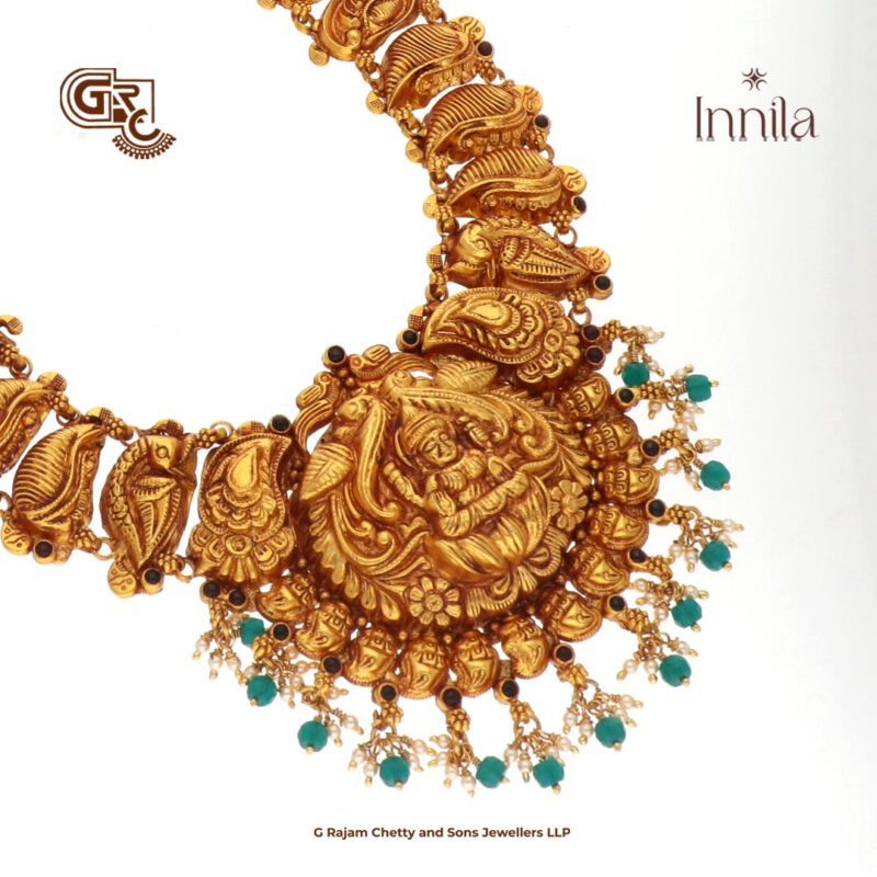 Antique Lakshmi Floral Gold Beads Gold Plated Haram