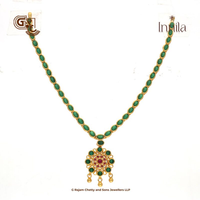 Green Stone 2in1 Gold Plated Necklace