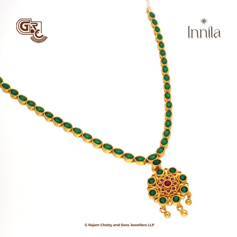 Green Stone 2in1 Gold Plated Necklace