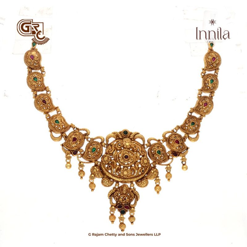 Antique Floral Gold Beads Gold Plated Necklace