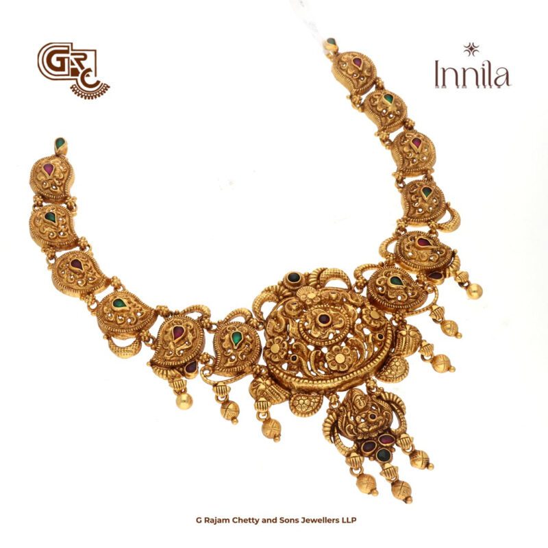 Antique Floral Gold Beads Gold Plated Necklace