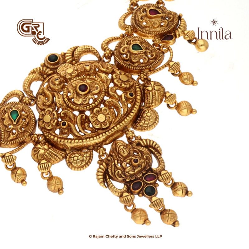 Antique Floral Gold Beads Gold Plated Necklace