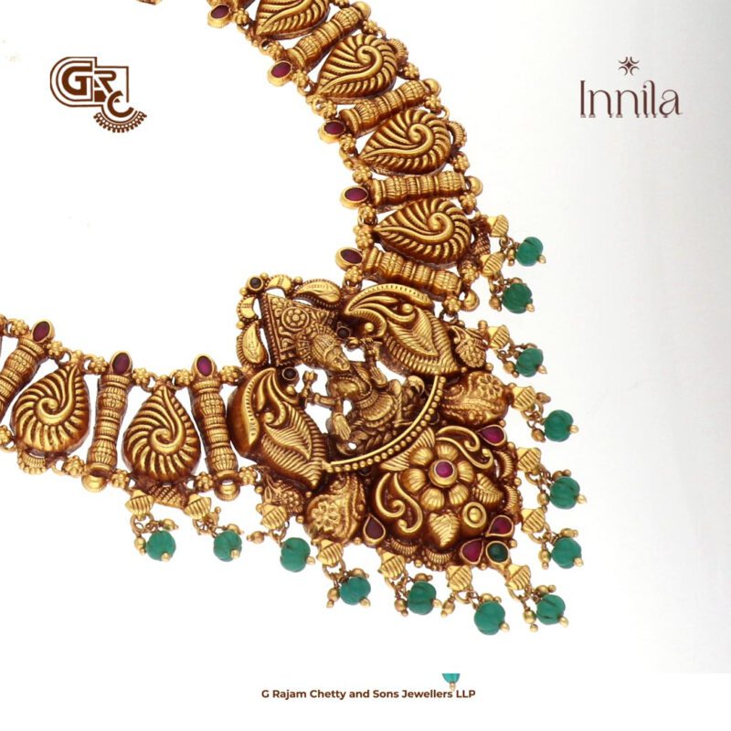Antique Lakshmi Floral Gold Plated Haram