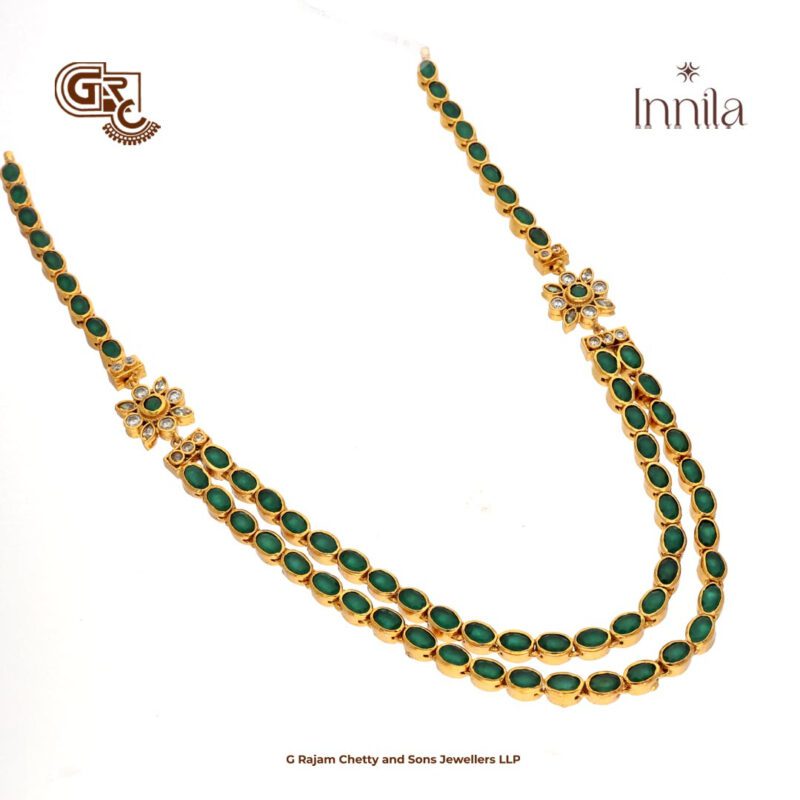 Green Stone 2in 1Gold Plated Necklace