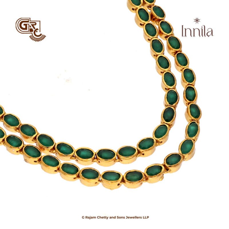 Green Stone 2in 1Gold Plated Necklace