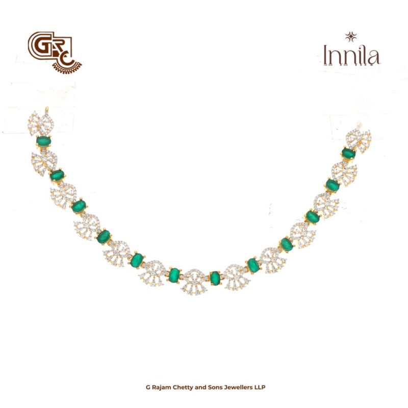 Green Stone Fancy Gold Plated Necklace