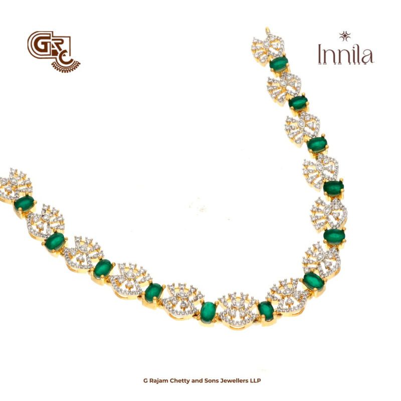 Green Stone Fancy Gold Plated Necklace