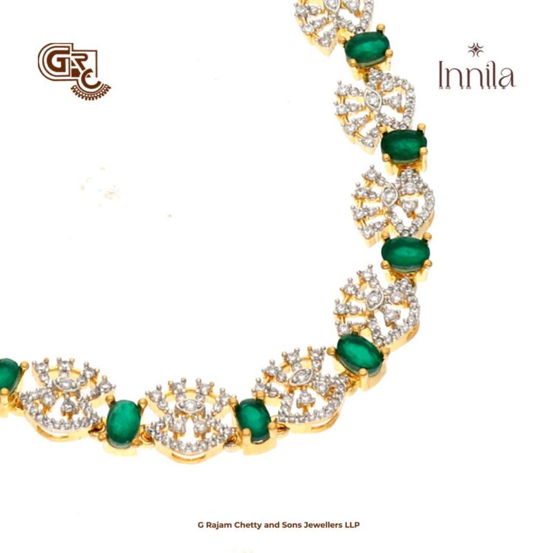 Green Stone Fancy Gold Plated Necklace