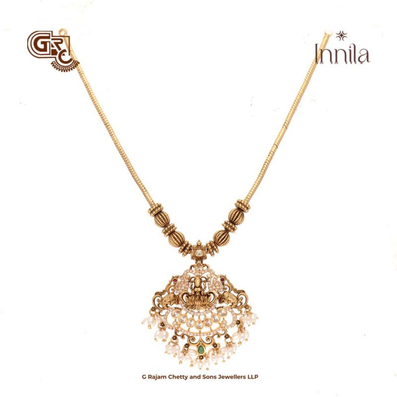 Antique Lakshmi Pendant Chain Gold Plated Necklace