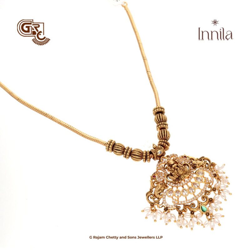 Antique Lakshmi Pendant Chain Gold Plated Necklace
