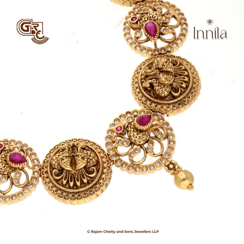 Antique Peacock Floral Gold Plated Necklace