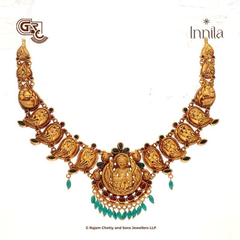 Antique Lakshmi Floral Gold Plated Necklace