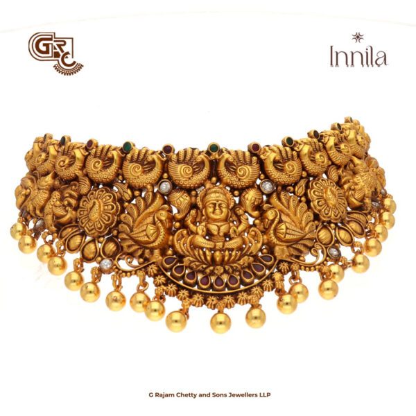 Antique Lakshmi Floral Gold Beads Gold Plated Necklace Antique Lakshmi Floral Gold Beads Gold Plated Necklace