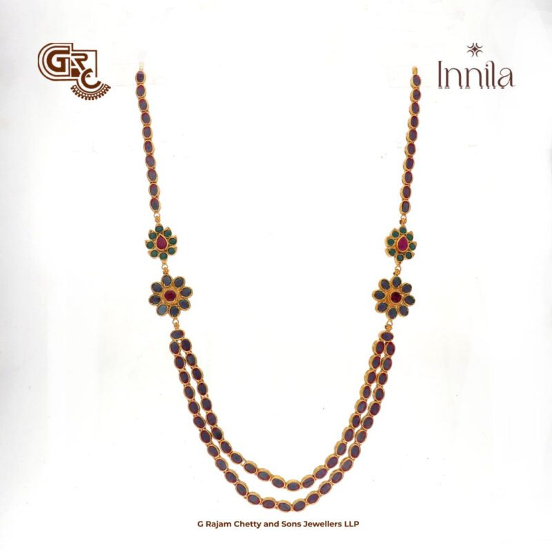 Green and Ruby Stone 2in1 Gold Plated Necklace